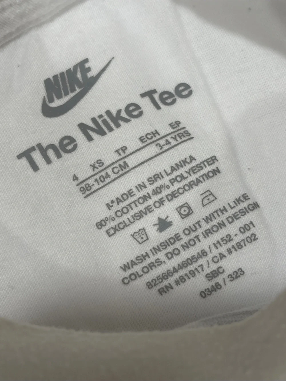 Nike White Short-Sleeve Tee with Blue Logo